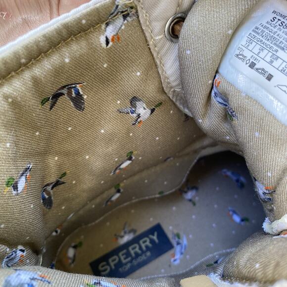 Sperry Womens Saltwater Duck Boot Size 7.5 Ivory Chevron Quilted Rain Snow Boots - Picture 11 of 15